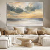 45544-MGV-CV-36X24-Ocean Sunset Wall Art – Serene Seascape Canvas Print with Golden Sky and Calm Water, Coastal Beach Artwork for Living Room,