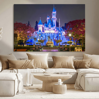 66710-MGV-CV-36X24-Enchanted Castle Wall Art – Magical Night Scene Canvas Print with Glowing Lights, Fantasy Architecture Artwork for Living Room,