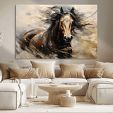 53001-MGV-CV-36X24-Wild Horse Wall Art – Majestic Stallion Canvas Print with Flowing Mane, Rustic Western Style Painting for Living Room, Office or