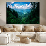 74439378-MGV-CV-36X24-Tropical Jungle Wall Art Canvas Print, Framed Lush Valley Art Picture Print, Forest Mountains Perfect Tropical Wilderness Decor