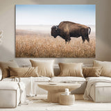 91267849-MGV-CV-36X24-Wild Bison Wall Art Canvas Print, Framed Bison in Prairie Art Picture Print, Rustic Western Perfect Rustic Western Decor Artwork