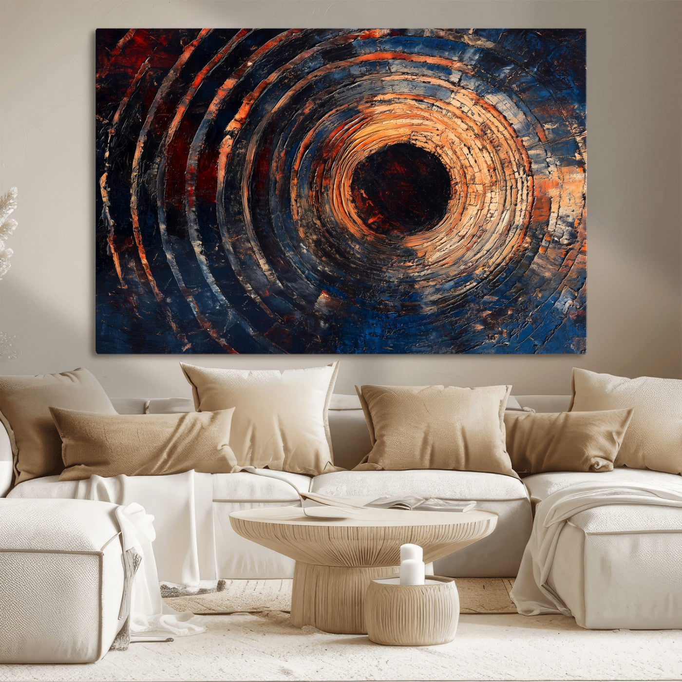 10017879-MGV-CV-36X24-Wood Tree Ring Wall Art Canvas Print, Framed Natural Wood Art Picture Print, Rustic Tree Slice Perfect Rustic Decor Artwork