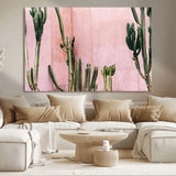 93119502-MGV-CV-36X24-Tall Cactus Wall Art Canvas Print, Framed Pink Wall Art Picture Print, Cactus Lines Perfect Modern Desert Decor Artwork