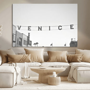 68254589-MGV-CV-36X24-Venice Sign Wall Art Canvas Print, Framed Venice Letters Art Picture Print, Los Angeles Perfect Minimalist Urban Decor Artwork