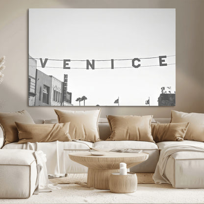 68254589-MGV-CV-36X24-Venice Sign Wall Art Canvas Print, Framed Venice Letters Art Picture Print, Los Angeles Perfect Minimalist Urban Decor Artwork