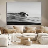 24029476-MGV-CV-36X24-Black Wave Wall Art Canvas Print, Framed Abstract Surf Art Picture Print, Minimalist Ocean Perfect Minimalist Coastal Decor