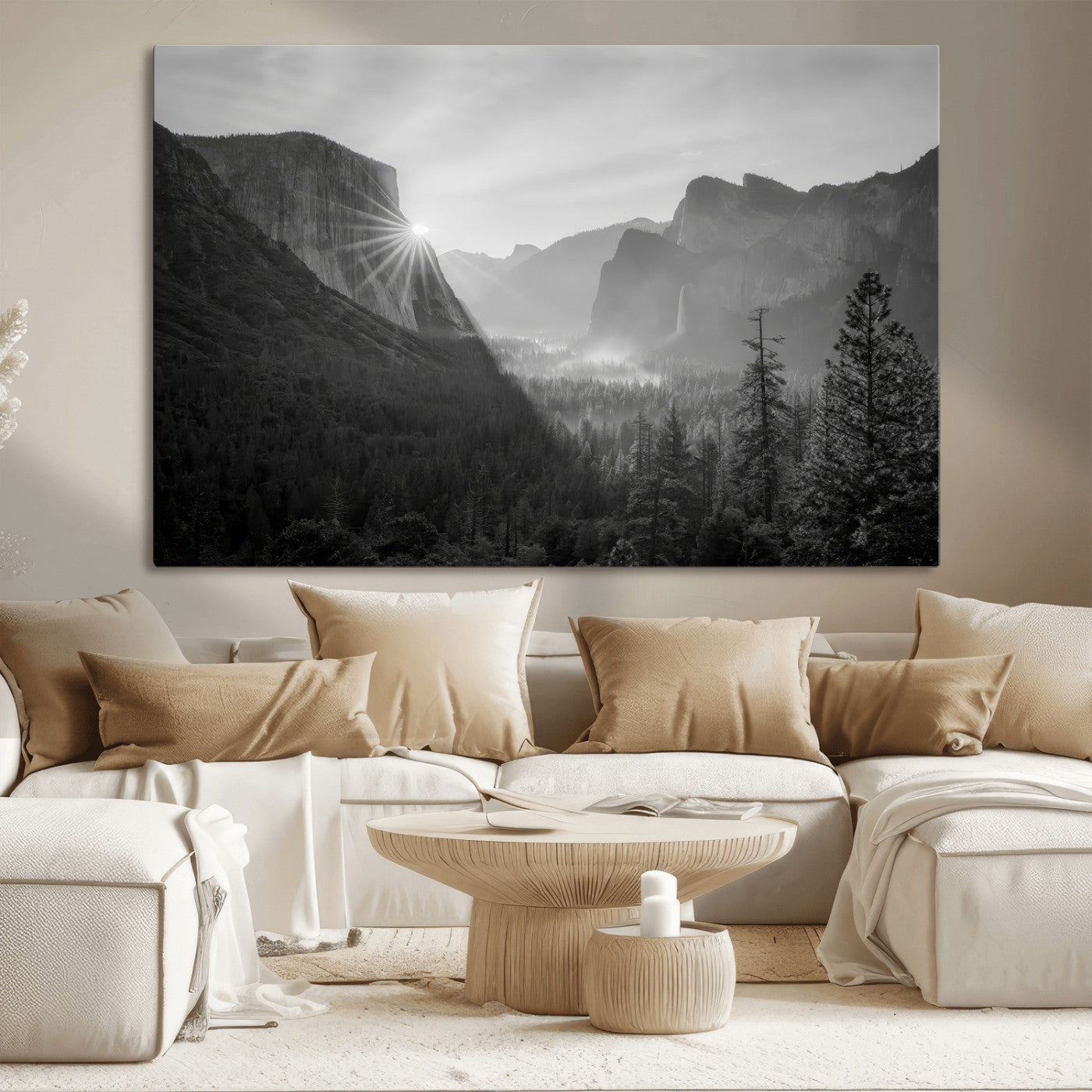 39278955-MGV-CV-36X24-Yosemite Valley Wall Art Canvas Print, Framed El Capitan Art Picture Print, Misty Mountain Perfect Modern Rustic Decor Artwork