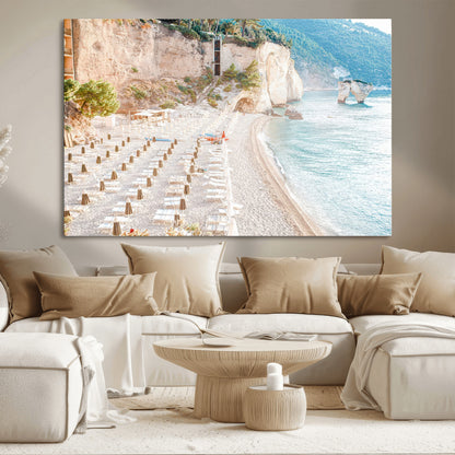 84816639-MGV-CV-36X24-Mediterranean Beach Wall Art Canvas Print, Framed Airy Coastal Art Picture Print, Summer Shore Perfect Coastal Retreat Decor