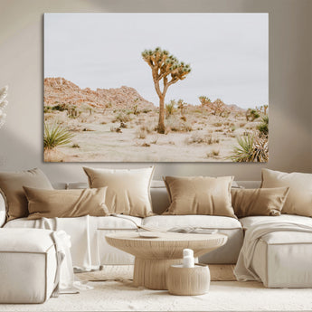 67109959-MGV-CV-36X24-Joshua Tree Wall Art Canvas Print, Framed Neutral Desert Art Picture Print, Earthy Landscape Perfect Neutral Boho Decor Artwork