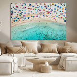 76172085-MGV-CV-36X24-Tropical Shoreline Wall Art Canvas Print, Framed Beach Relaxing Art Picture Print, Aerial Summer Perfect Coastal Vibrant Decor