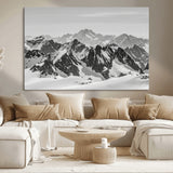 46884246-MGV-CV-36X24-Snowy Mountain Wall Art Canvas Print, Framed Mountain Peaks Art Picture Print, Alpine Mountains Perfect Minimalist Alpine Decor