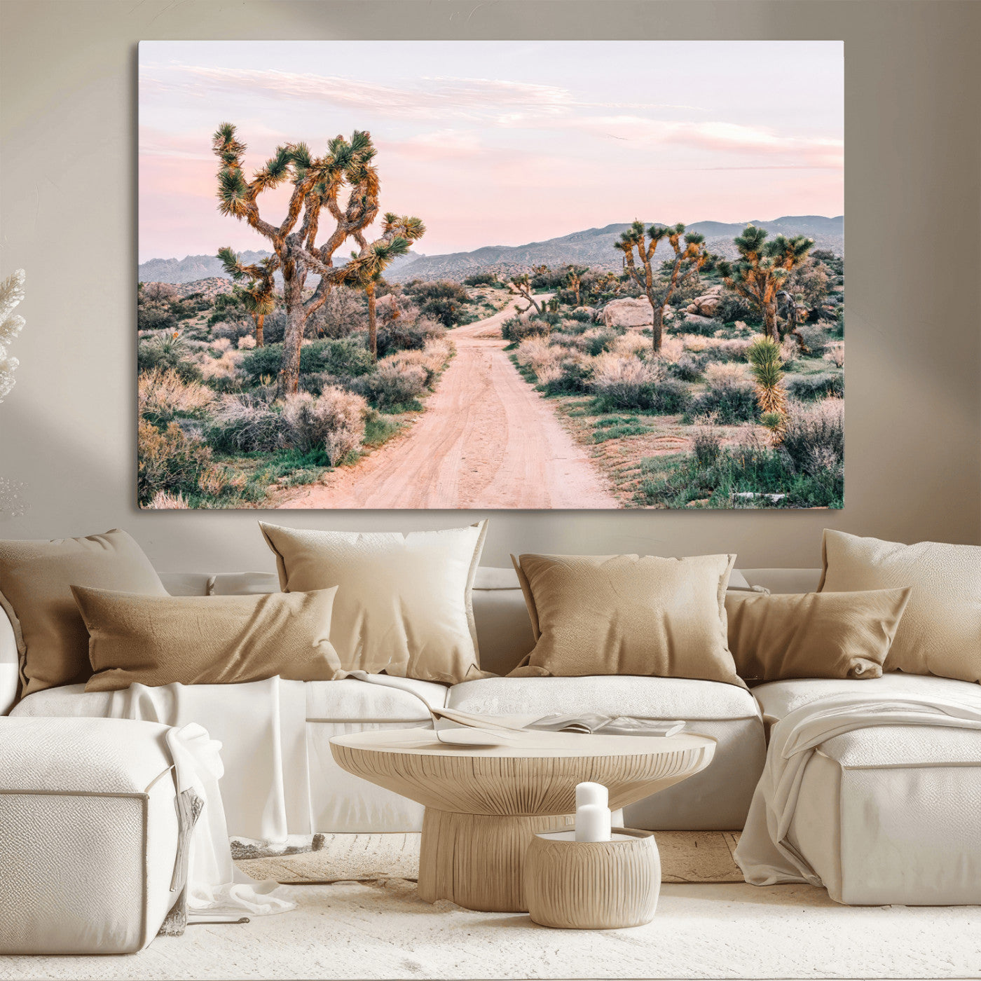 12540952-MGV-CV-36X24-Joshua Tree Park Wall Art Canvas Print, Framed Desert Road Art Picture Print, Sunset Drive Perfect Southwestern Boho Decor Artwork