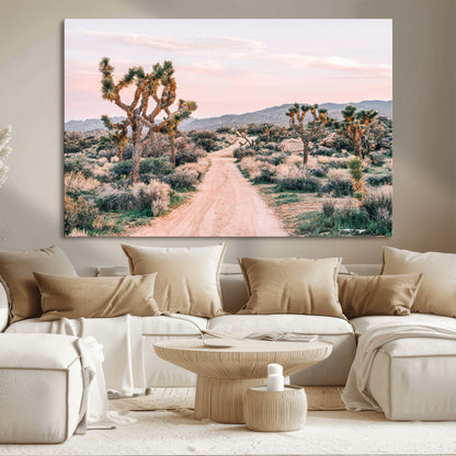 12540952-MGV-CV-36X24-Joshua Tree Park Wall Art Canvas Print, Framed Desert Road Art Picture Print, Sunset Drive Perfect Southwestern Boho Decor Artwork