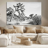 88164251-MGV-CV-36X24-Joshua Tree Wall Art Canvas Print, Framed Desert Path Art Picture Print, Monochrome Desert Perfect Minimalist Desert Decor Artwork