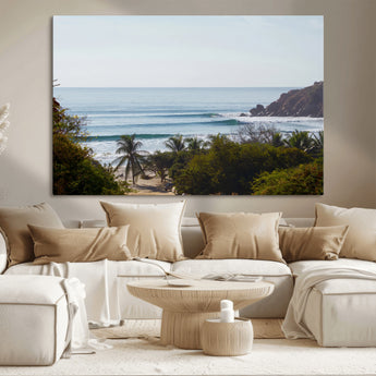 88336640-MGV-CV-36X24-Tropical Beach Scene Wall Art Canvas Print, Framed Coastal Photography Art Picture Print, Ocean Horizon Art Perfect Coastal Boho