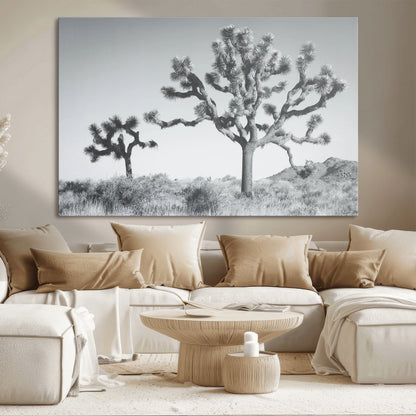 29996209-MGV-CV-36X24-Joshua Tree Art Wall Art Canvas Print, Framed Black White Landscape Art Picture Print, Desert Tree Decor Perfect Southwestern Boho
