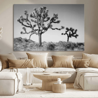 50975475-MGV-CV-36X24-Joshua Tree Art Wall Art Canvas Print, Framed Desert Tree Print Art Picture Print, Black White Nature Perfect Southwestern Boho