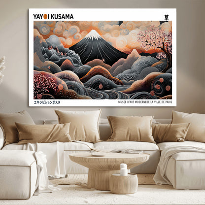 63125329-MGV-CV-36X24-Japanese Mt Fuji Wall Art – Surreal Ukiyo e Style Cherry Blossom Poster, Swirling Cloud Landscape Print, Modern Oriental Asian