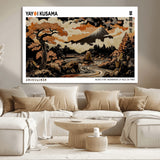96372548-MGV-CV-36X24-Japanese Landscape Wall Art Print – Mt. Fuji Poster with Bonsai Tree & River, Ukiyo-e Inspired Modern Japanese Artwork, Autumn