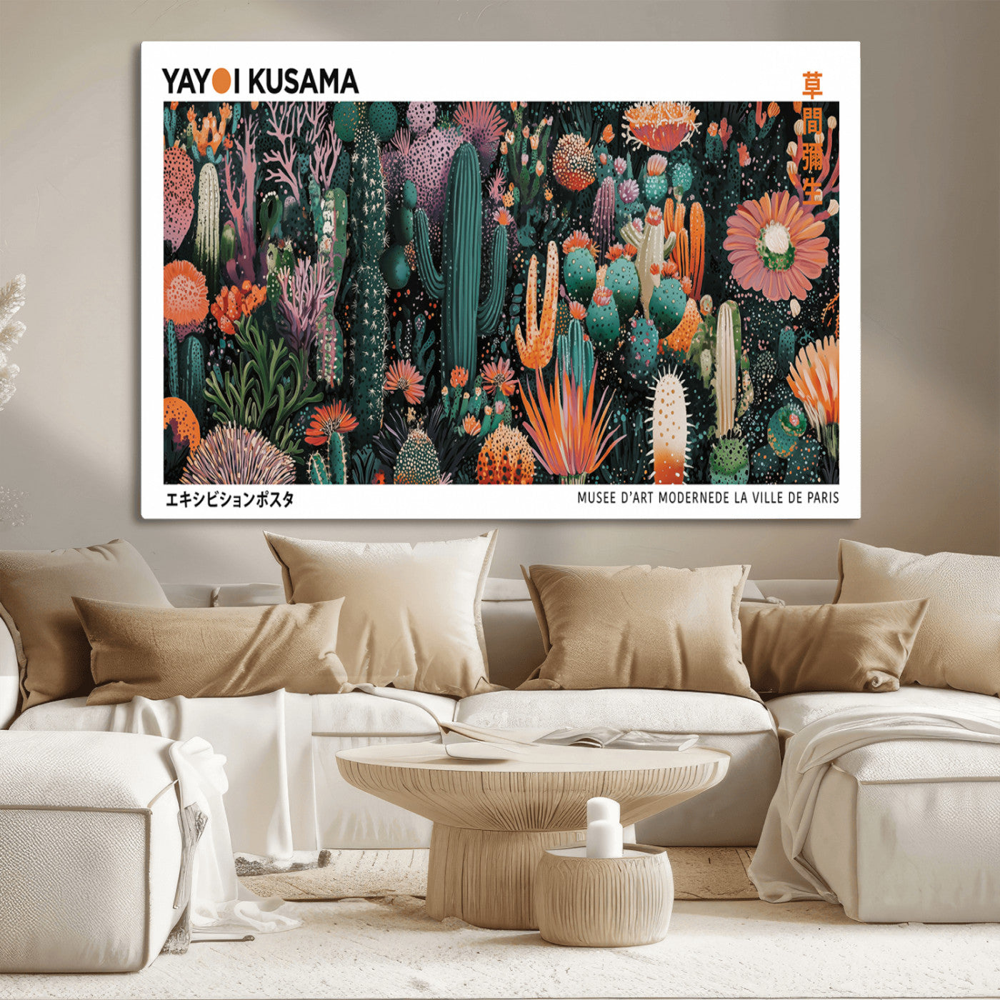 13391380-MGV-CV-36X24-Abstract Cactus Garden Wall Art – Colorful Botanical Canvas Print, Modern Pop Art Style Plant Decor, Vibrant Nature Painting for