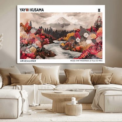 32352074-MGV-CV-36X24-Japanese Landscape Wall Art – Mount Fuji River Canvas Print, Modern Asian Inspired Nature Decor for Living Room, Bedroom, Office
