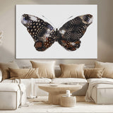 99831147-MGV-CV-36X24-Spotted Butterfly Wall Art Canvas Print, Framed Neutral Insect Theme Art Picture Print, Earthy Wing Pattern Perfect Modern Rustic
