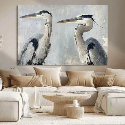 19427826-MGV-CV-36X24-Bird Canvas Decor Wall Art Canvas Print, Framed Coastal Bird Pair Art Picture Print, Minimalist Wildlife Wall Perfect Coastal