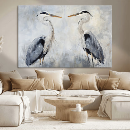 90806932-MGV-CV-36X24-Heron Wall Art Wall Art Canvas Print, Framed Bird Canvas Decor Art Picture Print, Nature Inspired Perfect Coastal Minimalist Decor
