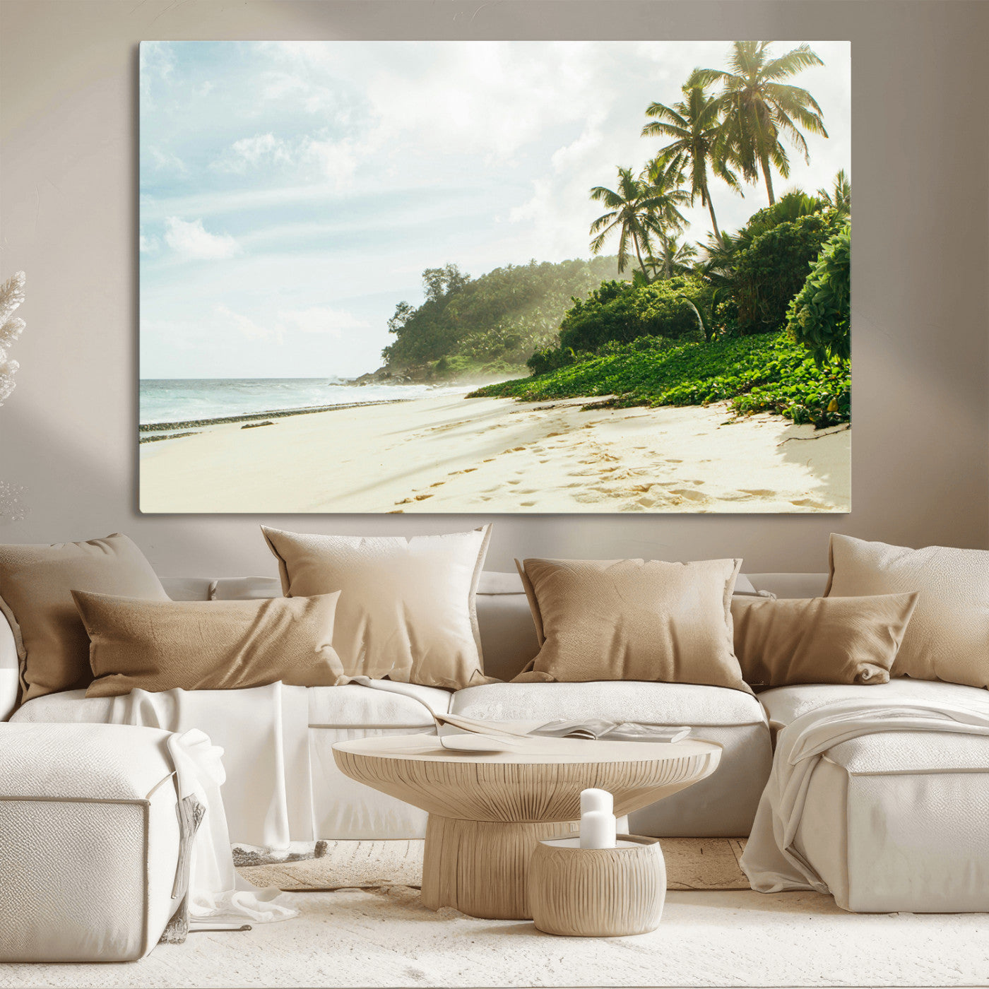42984524-MGV-CV-36X24-Relaxing Beach Wall Art Canvas Print, Framed Ocean View Art Picture Print, Coastal Serenity Perfect Tropical Coastal Decor Artwork
