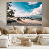 95301406-MGV-CV-36X24-Tropical Beach Wall Art Canvas Print, Framed Ocean Waves Art Picture Print, Relazxing Seascape Perfect Tropical Coastal Decor