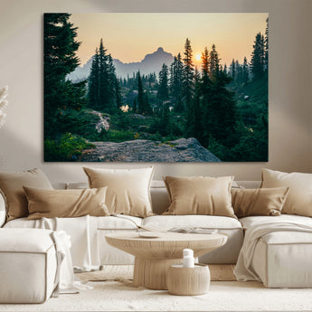 66397982-MGV-CV-36X24-Mountain Landscape Wall Art Canvas Print, Framed Forest Serenity Art Picture Print, Mountain Landscape Perfect Rustic Wilderness