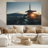 87729656-MGV-CV-36X24-Mount Fuji Wall Art Canvas Print, Framed Japan Travel Art Picture Print, Chureito Pagoda Perfect Zen Minimalism Decor Artwork