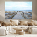 31602988-MGV-CV-36X24-Beach Boardwalk Wall Art Canvas Print, Framed Coastal Serenity Art Picture Print, Ocean View Perfect Coastal Minimalist Decor