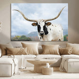 63592811-MGV-CV-36X24-Texas Longhorn Wall Art Canvas Print, Framed Western Rustic Art Picture Print, Farmhouse Decor Perfect Rustic Farmhouse Decor