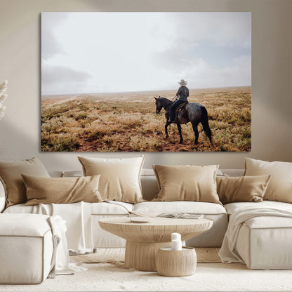 57597730-MGV-CV-36X24-Cowboy Wall Art Wall Art Canvas Print, Framed Western Canvas Art Picture Print, Rustic Ranch Scene Perfect Rustic Western Decor