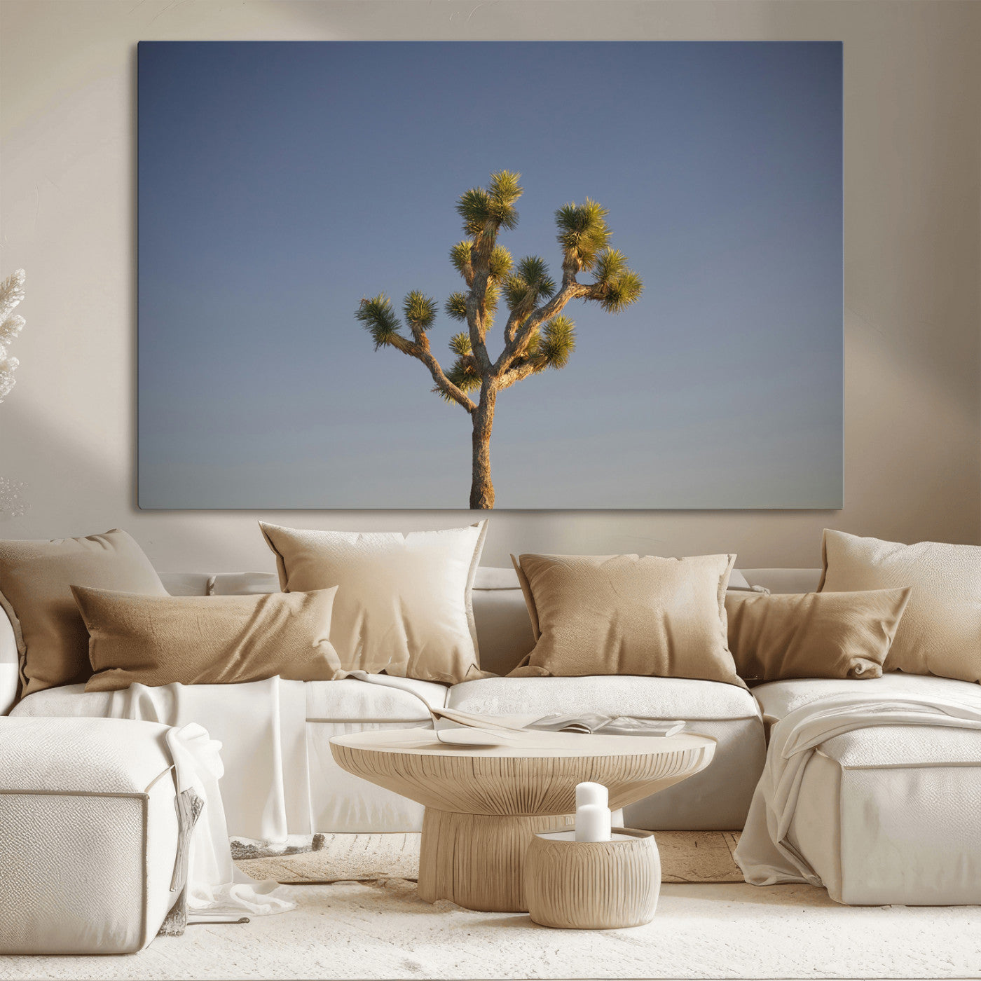 54552043-MGV-CV-36X24-Joshua Tree Art Wall Art Canvas Print, Framed Desert Landscape Art Picture Print, Southwestern Nature Perfect Southwestern Boho