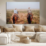 54943176-MGV-CV-36X24-Cowboy Wall Art Wall Art Canvas Print, Framed Western Canvas Art Picture Print, Rustic Ranch Scene Perfect Rustic Western Decor