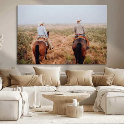 54943176-MGV-CV-36X24-Cowboy Wall Art Wall Art Canvas Print, Framed Western Canvas Art Picture Print, Rustic Ranch Scene Perfect Rustic Western Decor