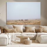 14761944-MGV-CV-36X24-Foggy Plains Wall Art Canvas Print, Framed Horseback Riders Art Picture Print, Rustic Western Perfect Rustic Western Decor Artwork