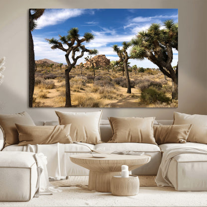 25722592-MGV-CV-36X24-Joshua Tree Desert Wall Art Canvas Print, Framed Southwestern Nature Art Picture Print, Rustic Earth Tones Perfect Southwestern
