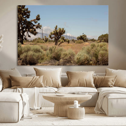 16114018-MGV-CV-36X24-Joshua Tree Wall Art Canvas Print, Framed Desert Landscape Art Picture Print, Mountain Horizon Perfect Southwestern Boho Decor