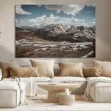 44565953-MGV-CV-36X24-Mountain Landscape Wall Art Canvas Print, Framed Snowy Peaks Art Picture Print, Rugged Highlands Perfect Rustic Adventure Decor