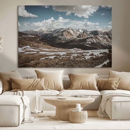 44565953-MGV-CV-36X24-Mountain Landscape Wall Art Canvas Print, Framed Snowy Peaks Art Picture Print, Rugged Highlands Perfect Rustic Adventure Decor