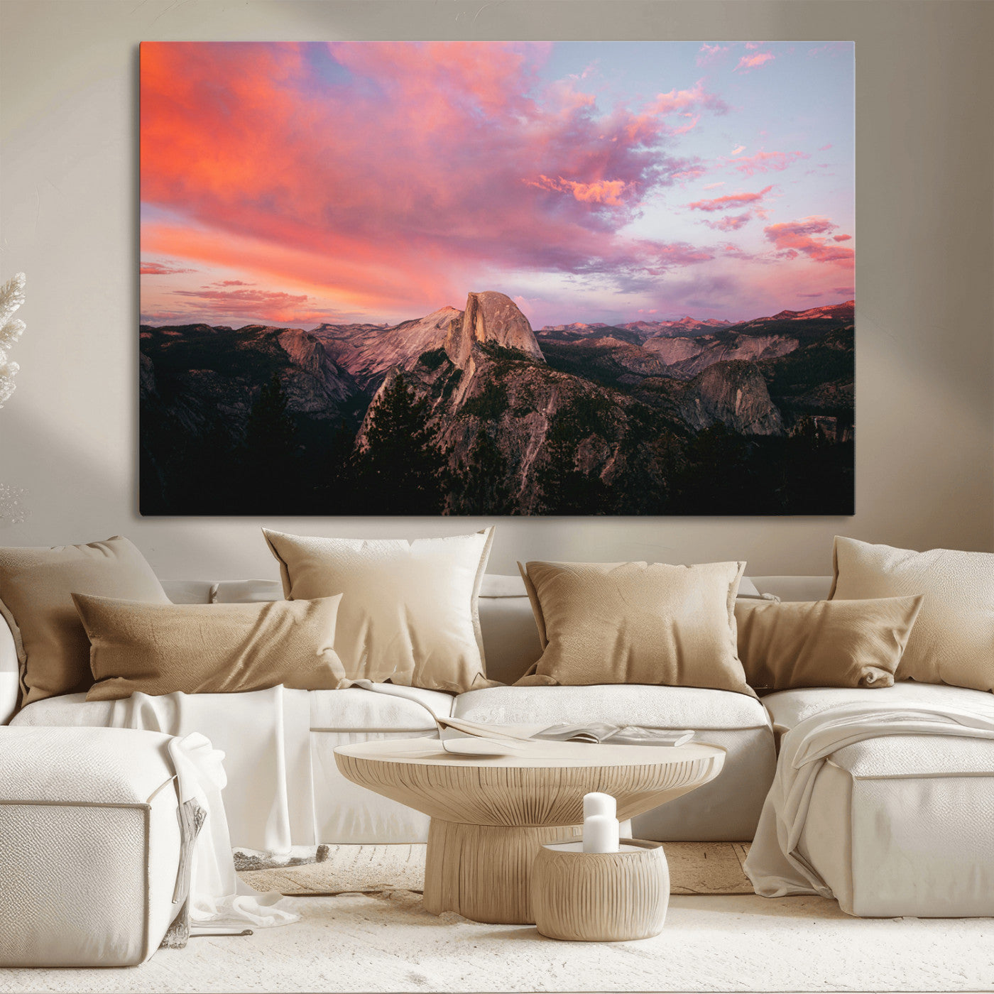 32786115-MGV-CV-36X24-Half Dome Wall Art Canvas Print, Framed Yosemite National Park Art Picture Print, Dramatic Sunset Perfect Adventurous Wilderness