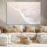 28414510-MGV-CV-36X24-Ocean Shoreline Wall Art – Minimal Coastal Beach Canvas Print, Soft Sea Foam and Sand Photography Artwork, Relaxing Nautical Decor