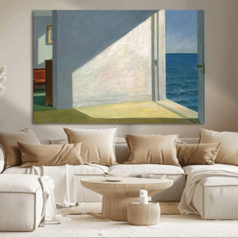 34188481-MGV-CV-36X24-Coastal Sunlight Wall Art – Minimalist Ocean View Canvas Print, Serene Beach House Inspired Decor for Bedroom, Living Room,