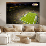 23655234-MGV-CV-36X24-Lambeau Field Stadium Wall Art – American Football Night Game Canvas Print with Packed Crowd and Lights – Sports Decor for Man