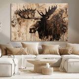 83505059-MGV-CV-36X24-Majestic Moose Wall Art – Rustic Animal Canvas Painting – Wilderness Wildlife Decor with Earthy Tones for Cabin, Lodge, Farmhouse,