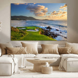 50107048-MGV-CV-36X24-Golf Course Wall Art – Coastal Ocean View Canvas Print, Scenic Fairway Landscape Decor for Office, Man Cave, Bedroom, or Living