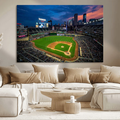 68222753-MGV-CV-36X24-Baseball Stadium Wall Art – Panoramic Night Game Canvas Print, Sports Decor for Man Cave, Office, Bar, or Living Room